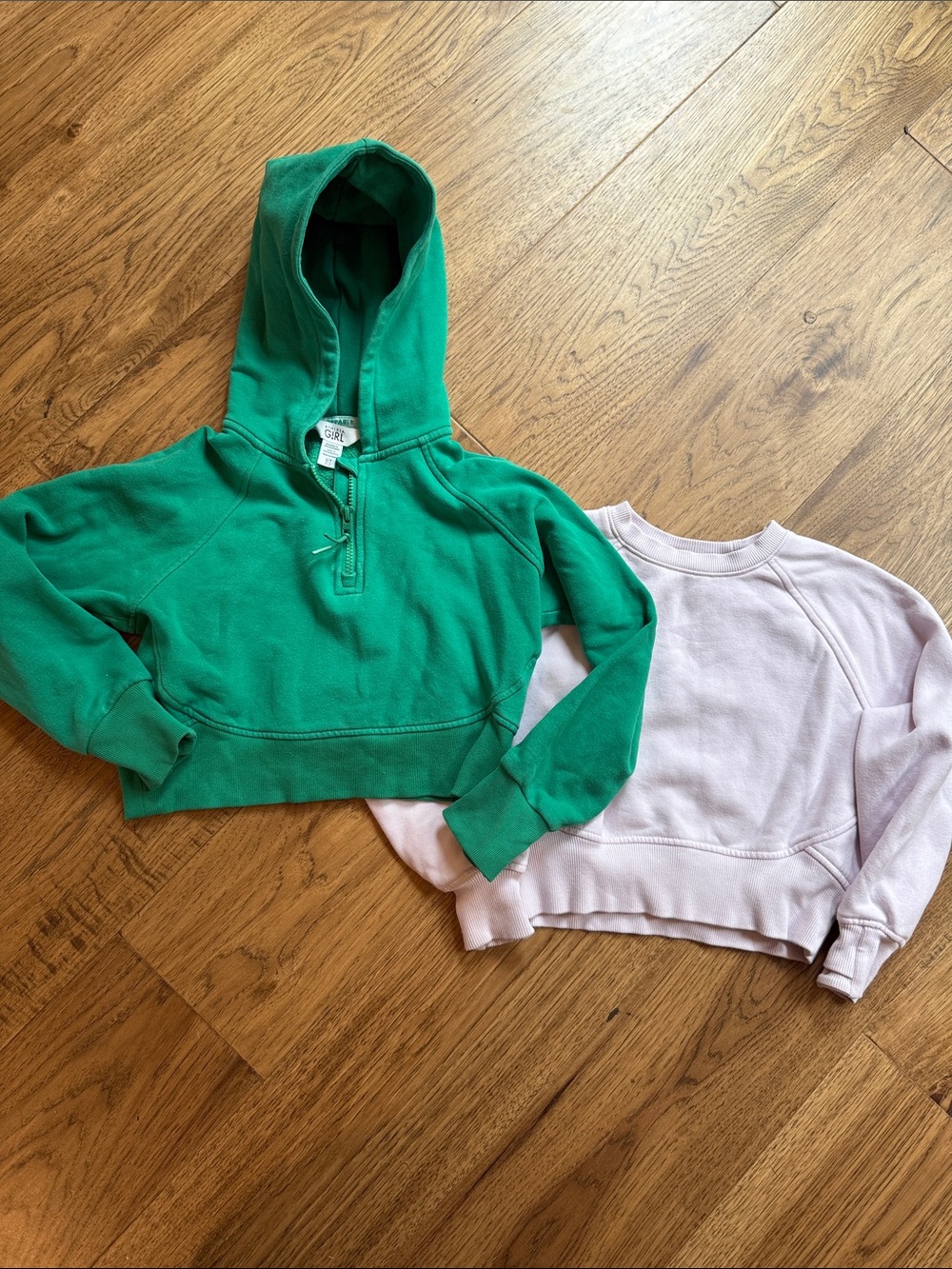 Athleta cropped hoodie and crew neck